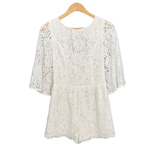 Sugar+Lips Angel Wings Lace Short Romper Bridal Bachelorette Size Small - Picture 1 of 3